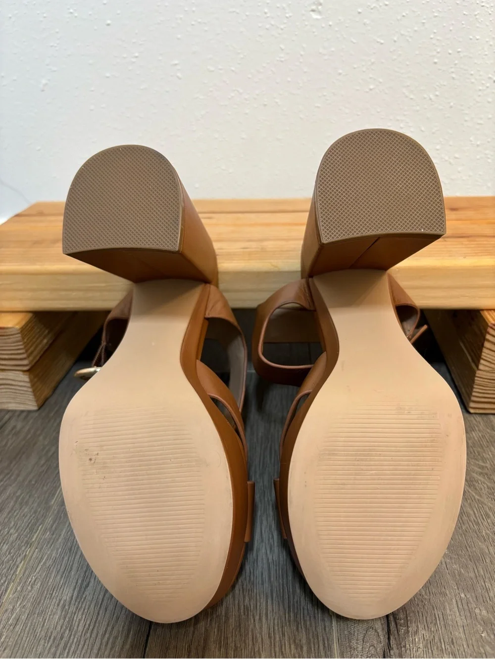 Steve Madden Brown Leather Platform Block Heel Sandals